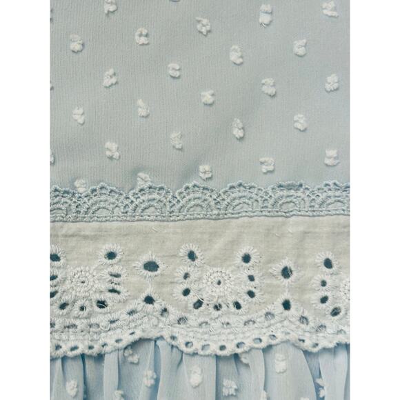 Swiss Dot Hollowed Out Ruffle Sleeve Blouse – Size Medium - Picture 6 of 8